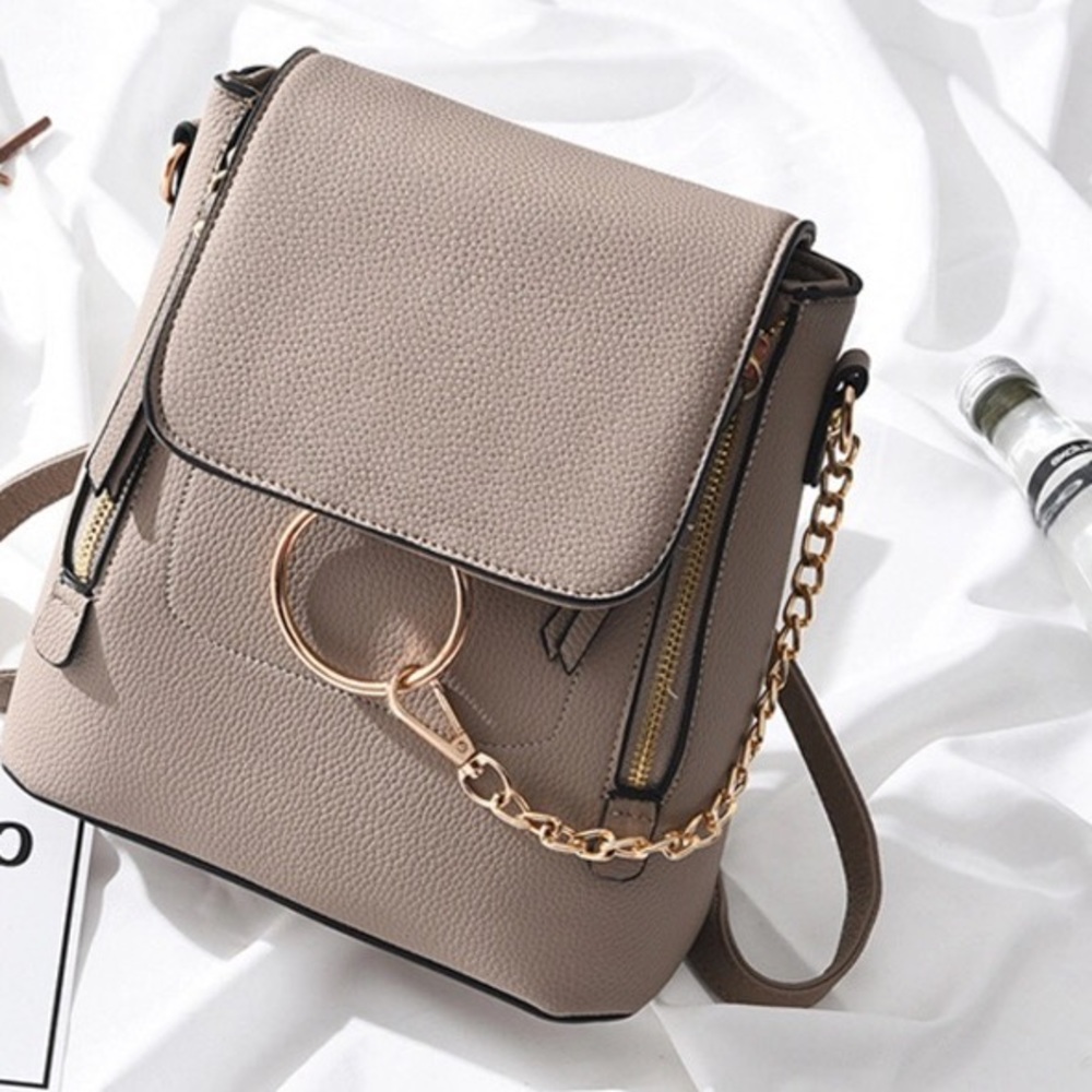 🆕Makenna Taupe Vegan Leather Mini Backpack - Picture 3 of 8